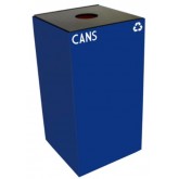 WITT GeoCube Square Recycling Receptacle w/ Round Opening - 28 gallon, Blue